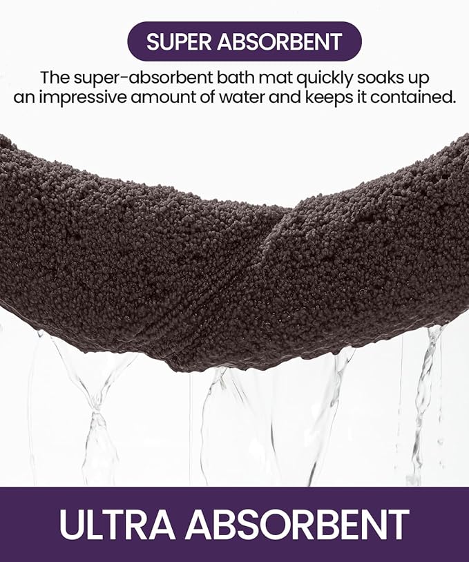DEXI Bathroom Rugs 36x24, Washable Non Slip Bath Mat for Shower Floor, Absorbent Quick Dry Bathmat with Rubber Backing, Ultra Soft Plush Carpet for Tub, Brown