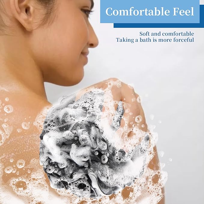 Bath Loofah Sponge Back Scrubber Shower Sponge Soft Mesh Exfoliator Pouf Shower Ball Bath Sponges for Women and Men Bath Accessories