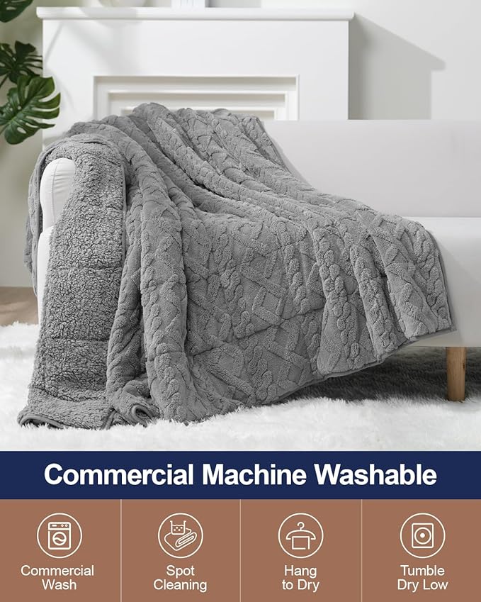 Super Fuzzy Soft Sherpa Fleece Weighted Blanket, 15 lbs Dual Sided Fluffy Heavy Weighted Blankets for Adults - No Bunching with Double Layers of Soft Inner Lining (60"x 80", 15 Pounds)