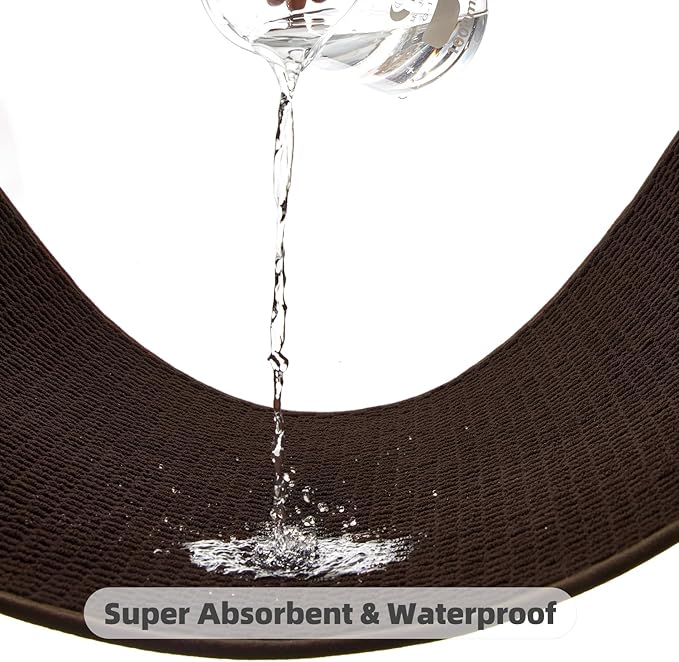 Toilet Rug, Thin Toilet Rugs U Shaped Washable Non Slip Absorbent Quick Dry Low Pile Toilet Mat, Brown 20"x24" U Shape