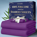 DECOLURE 100% Viscose Derived from Bamboo Sheets Twin Size 3pcs - Ultra Soft & Luxuriously Cooling, 17" Deep Pocket, Double Stitching, Perfect for Hot Sleepers - Twin Bed Sheets (Purple)