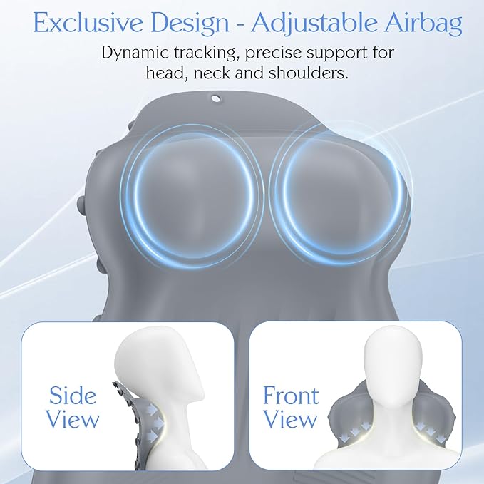 Silicone Bath Pillow, New Material Bath Pillows for Tub Head Neck and Back Support, Bath Tub Pillow with 4D Press Inflatable Airbag and Non-Slip Strong Suction Cups, Quick-Drying, Easy to Store, Gray