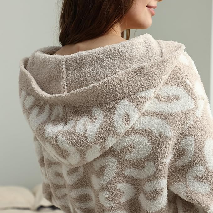 MH MYLUNE HOME Ultra Soft Robe With Pockets, Spa Bathrobe Loungewear Calf-Length, Plush Fuzzy Fluffy Wrap Robe for Women