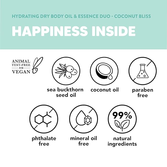 Onyx Professional Hydrating Dry Body Oil, Coconut Bliss, 3.7 fl oz, 2pk