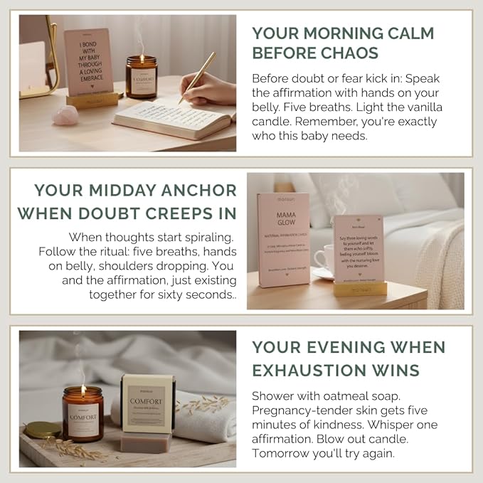 Pregnancy & Postpartum Gifts For Mom | 31 New Mom Affirmation Cards, Vanilla Candle & Oatmeal Soap. Ideal New Mom Care Package After Baby, Pregnancy Gifts for Expecting Mom, Baby Shower Gifts for Mom