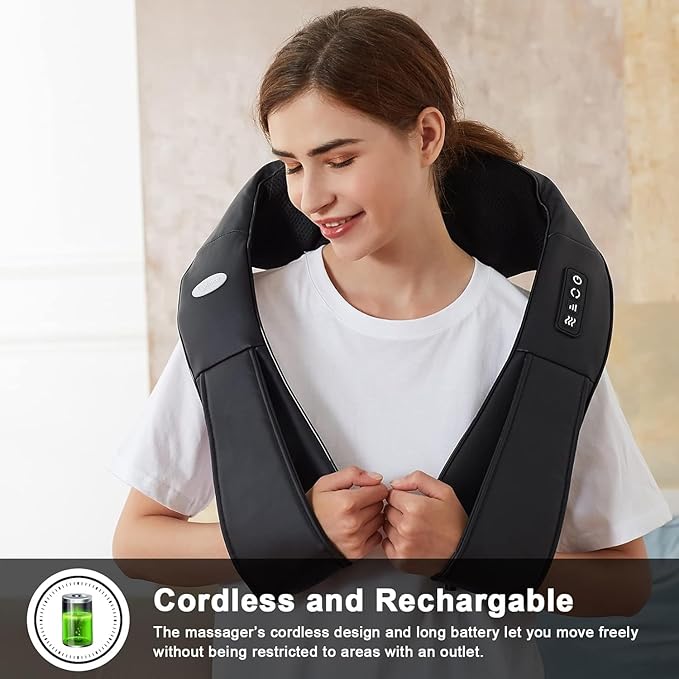 cotsoco Cordless Shiatsu Neck and Shoulder Massager with Heat,Portable Massagers for Neck and Back,3D Deep Tissue Kneading Back Massager for Muscle Pain Relief,Perfect Gifts for Men and Woman