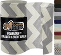 GORILLA GRIP powerGRIP Drawer Shelf and Cabinet Liner, Thick Strong Hold, Non-Adhesive Liners Protect Kitchen Cabinets and Cupboard, Bathroom Drawers, Easy Install, Breathable Mat, 17.5"x20', Chevron