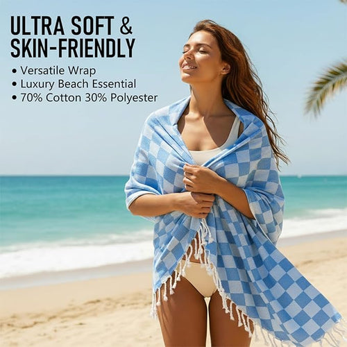 6 Pack Cotton Turkish Beach Towel Lightweight Thin Travel Vacation Essentials Oversized XL Towels Set for Pool Swim Bath Camping Cruise Accessories Absorbent Quick Dry Sand Free Bulk clearance Blanket