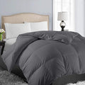 EASELAND Oversized Queen Down Alternative Comforter - Quilted Duvet Insert for All Seasons, Soft Lightweight with Corner Tabs, Summer Winter Warm Bedding, Dark Grey 98×98 Inches
