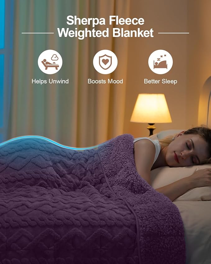 Super Fuzzy Soft Sherpa Fleece Weighted Blanket, 20 lbs Dual Sided Fluffy Heavy Weighted Blankets for Adults - No Bunching with Double Layers of Soft Inner Lining (60"x 80", 20 Pounds)