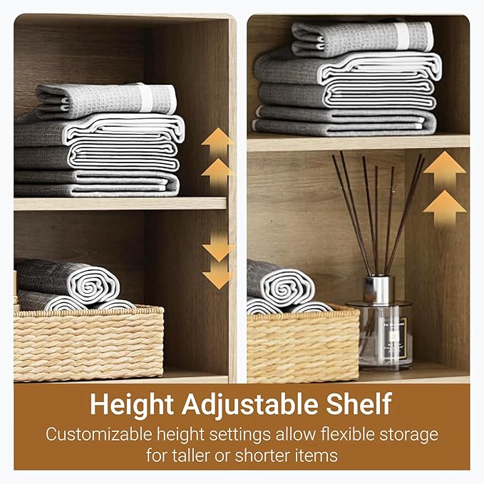 Over The Toilet Storage Cabinet, Farmhouse Bathroom Organizers and Storage with Fluted Doors & 8 Storage Compartments，Home Space-Saving Toilet Rack, for Bathroom, Restroom and Laundry
