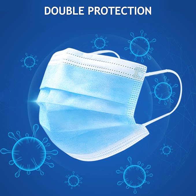 2000PCS Bulk Wholesale Face Masks for Business and Home Use-Disposable Face Mask-Blue 3 Ply Face Mask Cup Dust Masks PPE Filter Protection Face Masks