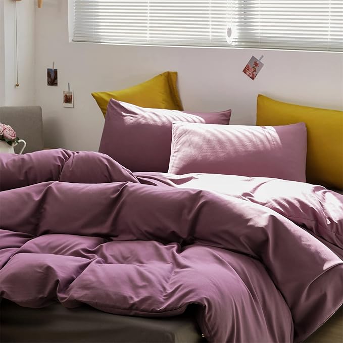 Cottonight Purple Comforter Set King Women Dusty Purple Bedding Set Pale Mauve Blanket Quilts Dark Lilac Soft Breathable 3 Piece Comforter Set for King Bed Women Girls