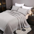 Quilt Set Floral Leaves 3D Embroidery Pattern 2 PCS Cotton Reversible Quilted Embroidered Decorative Bedspreads Coverlet Set, Lightweight &Soft Queen Size Beige Bedding Coverlet for All Season