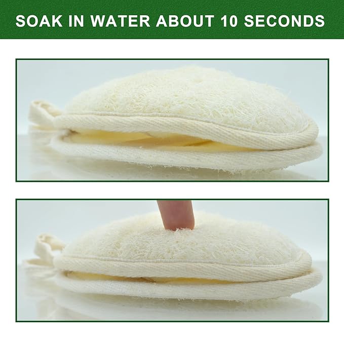 Natural Loofah Exfoliating Body Scrubber, Made with Natural Shower Loofah Sponge for Men and Women’s SPA (Pack of 2)