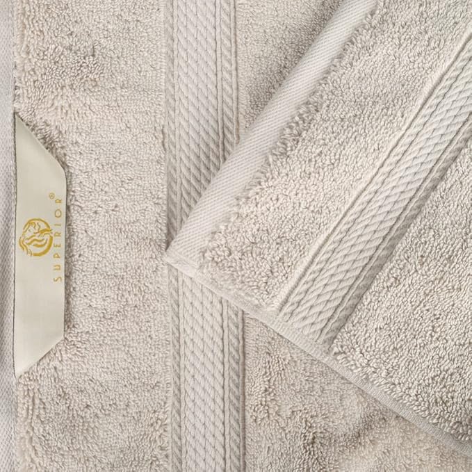 Superior Egyptian Cotton Pile Face Towel/Washcloth Set of 6, Ultra Soft Luxury Towels, Thick Plush Essentials, Absorbent Heavyweight, Guest Bath, Hotel, Spa, Home Bathroom, Shower Basics, Stone