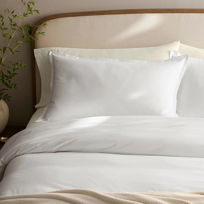 BOLL & BRANCH Flannel Duvet Set - Full/Queen, White - Luxury 100% Organic Cotton - 1 Duvet Cover, 2 Shams - Velvety Soft, Warm & Breathable Weave