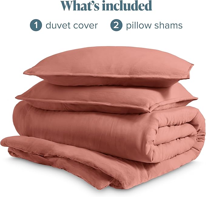 Bare Home Microfiber Duvet Cover Set - Ultra Soft Washed Microfiber - Oversized King Size - Linen-Like Look - Easy Care - Breathable Fabric - Our Softest Duvet Cover Set (Oversized King, Dusty Rose)