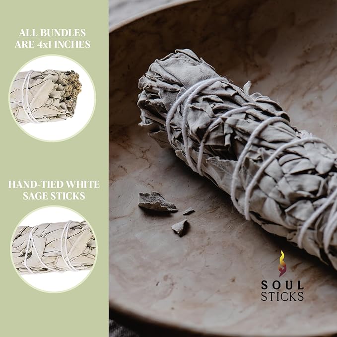 Ancient VEDA 9 Inch Big White Sage Smudge Sticks Bundle (3 Pack) Sage Sticks for Cleansing House, Stress Relief, Yoga | California Sage White Sage for Smudging and Negative Energy Cleanse