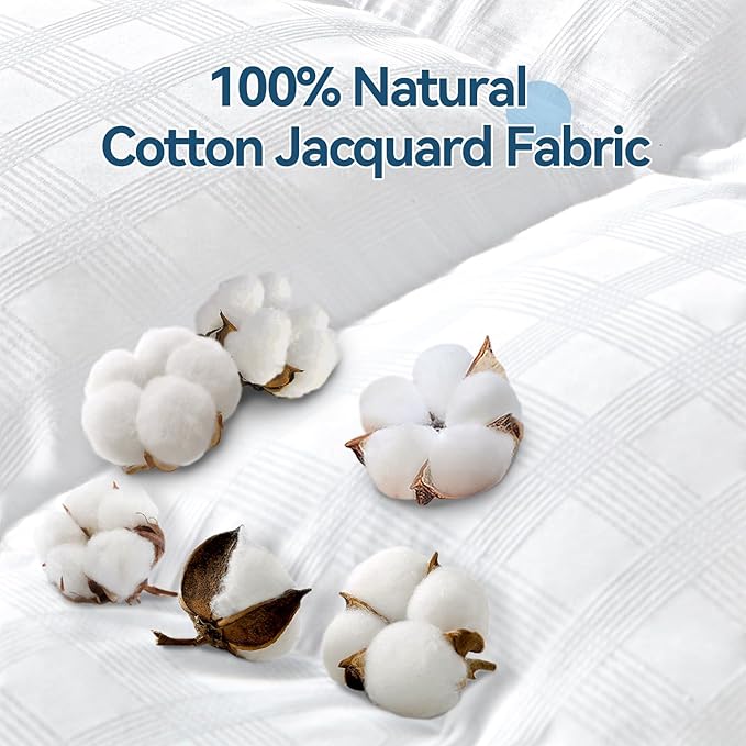ABENE Mattress Topper for Back Pain Relief, Extra Thick Mattress Pad Pillowtop, Soft Cotton Cover with 8"-21" Deep Pocket, 1300gsm Overfilled Down Alternative Filling (Cotton White, Twin)