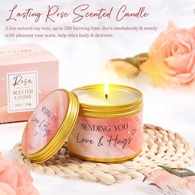 Christmas Birthday Gifts for Women, Self Care Get Well Soon Gift Baskets for Women, Rose Relaxing Spa Gifts Care Package w/ Luxury Blanket, Unique Gift Ideas for Mom Her Wife Girlfriend Friend Sister