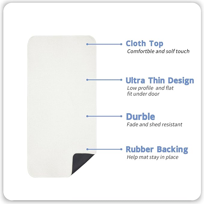 Bath Mat,Ultra Thin Bathroom Runner Rugs,Large Bath Mats for Bathroom,Quick Dry,Non-Slip,Machine Washable,Low Pile,Bath Rug,Shower Outside,Sink,Home Decor Accessories.White,2'x5'（24x60inch）