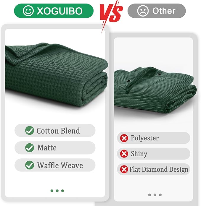 Long Waffle Shower Curtain - Dark Green Cotton Texture Fabric Heavyweight Shower Curtain for Bathroom,72Wx78L