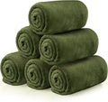 Tinideya 6 Pcs Flannel Fleece Throw Blanket Bulk 50 x 60 Inch Soft Fleece Blanket Warm Throw Blanket Coral Blankets for Couch Sofa Home Wedding Gifts Season (Army Green)