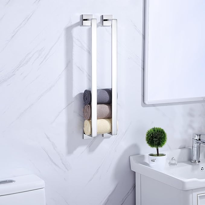 LANC Bath Towel Bar 24-Inche Stainless Steel Towel Rack for Toilet Bathroom Hardware Silver Towel Hanger Towel Rail Towel Rod Heavy Duty Wall Mounted Towel Holder Chrome Polished, A8804CP-6P1