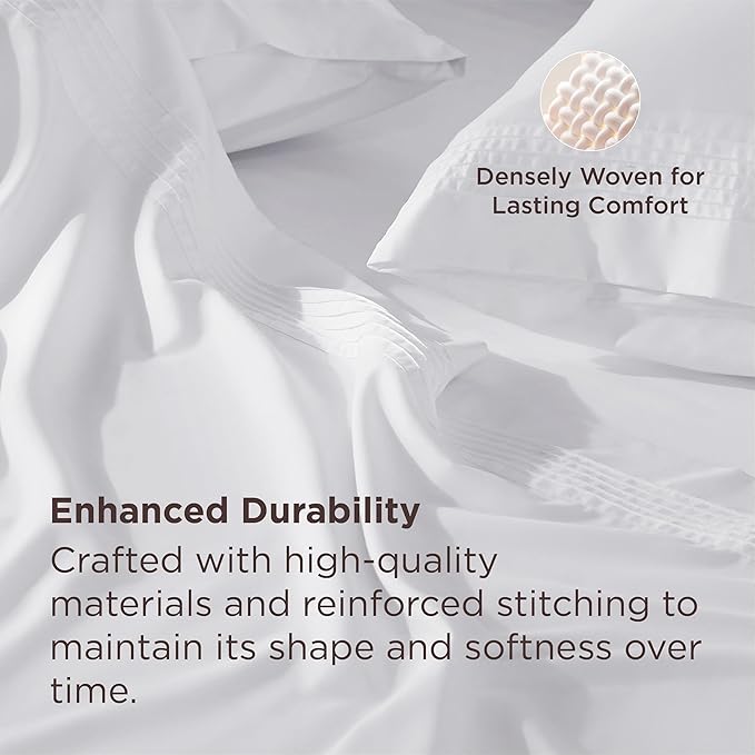 Bedsure Deep Pocket California King Sheet Sets - Fits Mattresses Up to 21 Inches Thick - 4 Piece Bed Sheets, Moisture Wicking, Soft & Cooling Bedsheet & Pillowcases, Easy & Secure Fit, White