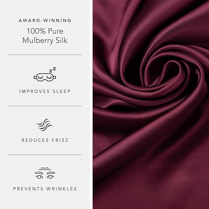 Fishers Finery 25mm 100% Pure Mulberry Silk Pillowcase (Red Queen)