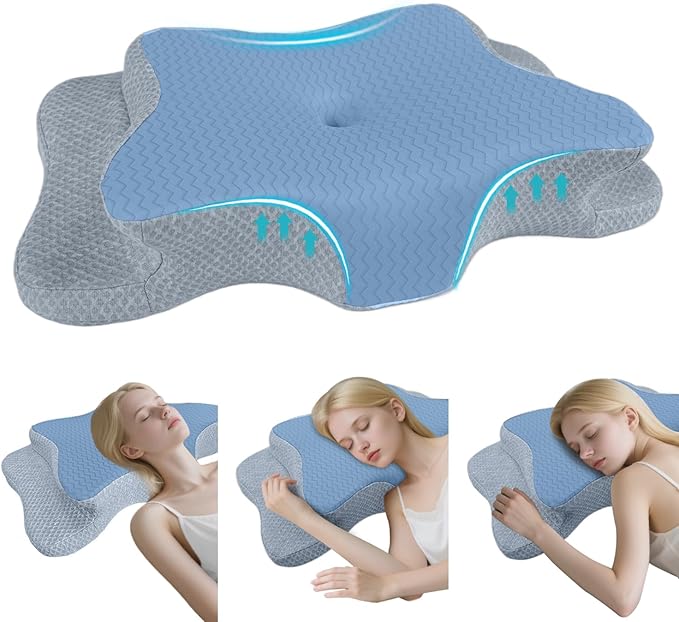Cervical Pillow for Neck Pain Relief, Memory Foam Pillow, Ergonomic Contour Bed Pillow, Soft for Side Sleep Stomach Sleeping and Back Sleepers
