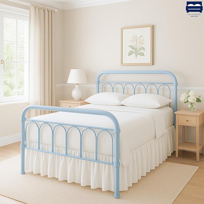 Cottingon Bed Skirt King 21" Drop with Split Corners, 100% Microfiber Soft and Stylish, Dust Ruffle with Platform, White