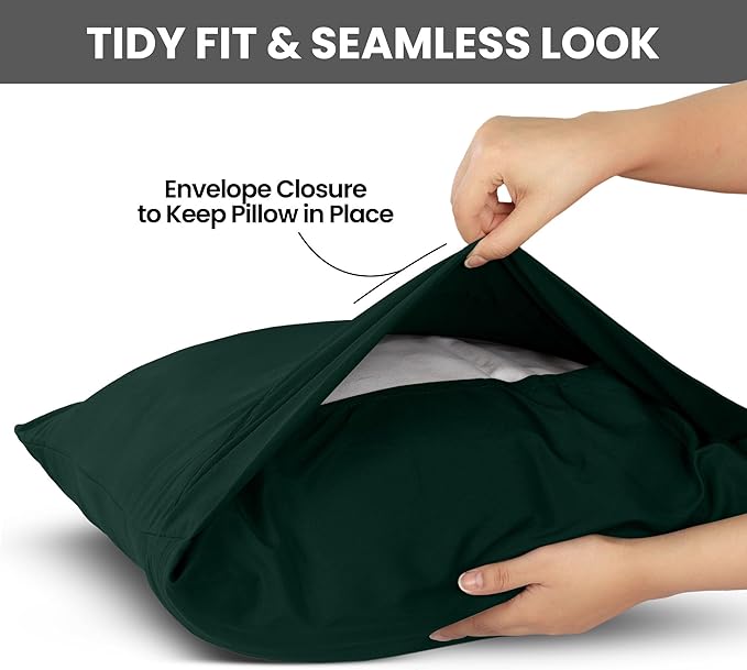 Pillow Covers by Utopia Bedding - King Size 2-Pack – Soft Brushed Microfiber – Perfect for Hospitals, Hotels, Guest Rooms – Oeko-TEX Certified, 20x40 Inches (Emerald)