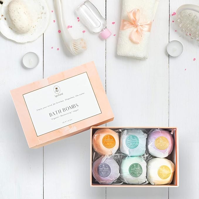 Levitural Bath Bombs Gift Set – Organic & Natural Spa Fizzies for Relaxation, Moisturizing, and Aromatherapy – Perfect for Women, Men, and Kids