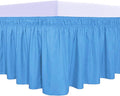 PureFit Wrap Around Ruffled Bed Skirt with Adjustable Elastic Belt - 22 Inch Drop Easy to Put On, Wrinkle Free Bedskirt Dust Ruffles, Bed Frame Cover for Queen, King and C-King Size Beds, Light Blue