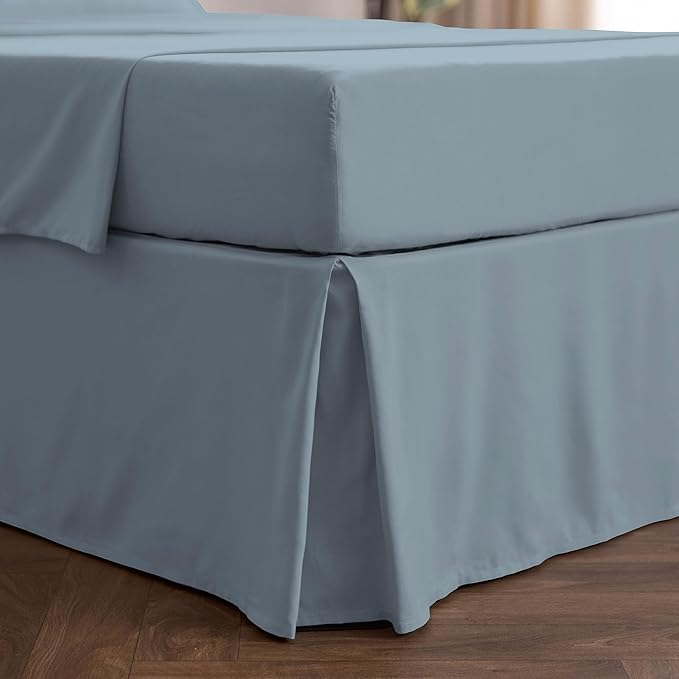 Mellanni Bed Skirt Twin Size - Bed Skirting - 15-Inch Tailored Drop Pleated Dust Ruffle - Hotel Luxury Bedding - Wrinkle, Fade, Stain Resistant - 1 Bedskirt (Twin, Blue Hydrangea)