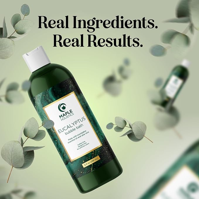 Premium Eucalyptus Bubble Bath Soap - Sulfate Free Adult Bubble Bath for Women and Men with Relaxing Essential Oils with Vitamin E - Foaming Bath Oil for Dry Skin Featuring Aromatherapy Oils