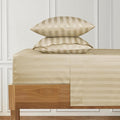 URBANHUT 1000 Thread Count Damask Striped Queen Size Egyptian Cotton Sheets, Long Staple Soft & Breathable, 4 Pc Bed Sheet Sets, Luxury Hotel Sateen Sheets Fits 16" Deep Pocket - Sand