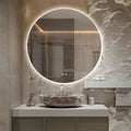 Round LED Mirror for Bathroom, 28" Circle Frameless Backlit Mirror with Lights, Wall Mounted Vanity Mirror, 3 Colors, Dimmable, Anti-Fog, IP65 Waterproof, Memory Function, UL Listed