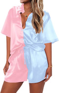 Ekouaer Pajamas for Women Set Silk Satin Pjs Shorts Sleepwear 2 Piece Loungewear S-XXL
