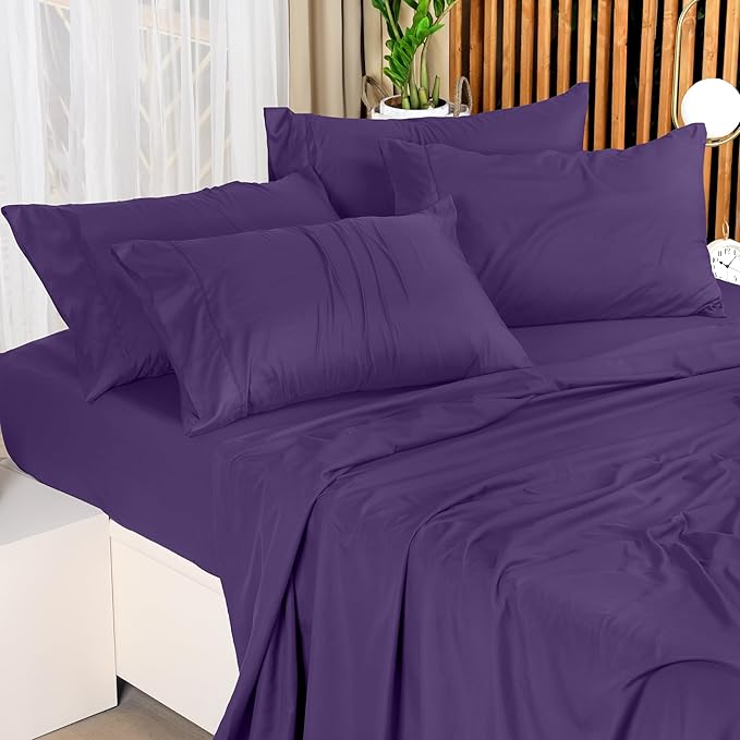Utopia Bedding Full Sheet Set – 4 Piece Bed Sheets for Full Size Bed, Soft and Breathable Microfiber, Includes 1 Fitted Sheet, 1 Flat Sheet and 2 Pillowcases (Egg Plant)