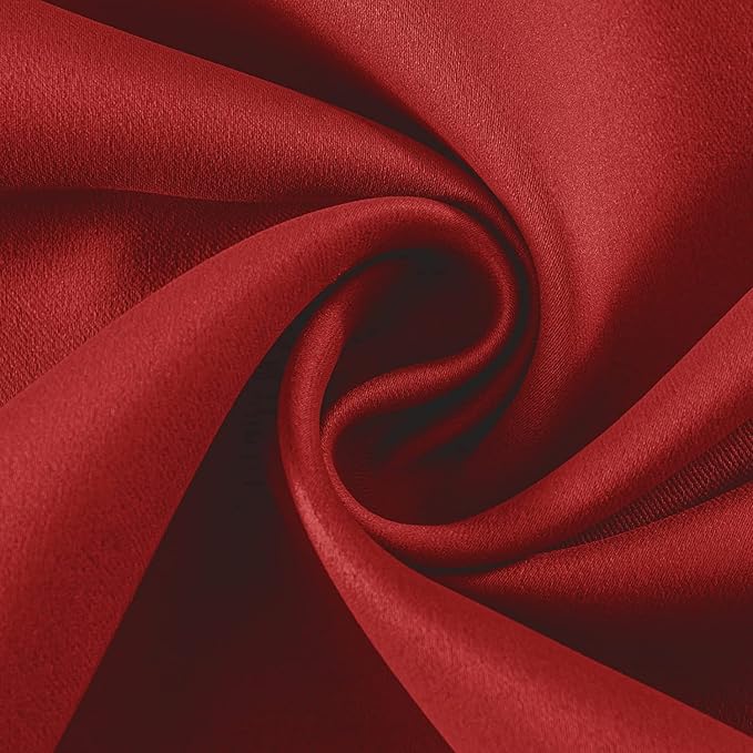 Joydeco Blackout Curtains 45 Inch Length 2 Panels Set, Thermal Insulated Long Curtains& Drapes 2 Burg, Room Darkening Grommet Drapes for Living Room Bedroom Window (W52 x L45 Inch, Red)