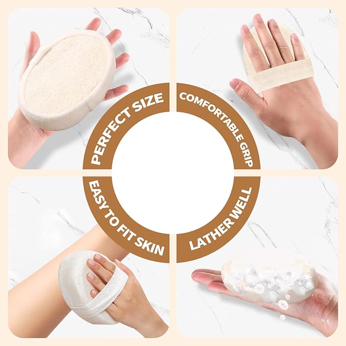Natural Shower Loofah Sponge Exfoliating Body Scrubber，Natural Organic Beauty Exfoliating Loofah for Men and Women, Suitable for Cleansing Face Scrubber and Body Bath 2PCS (2 Small)