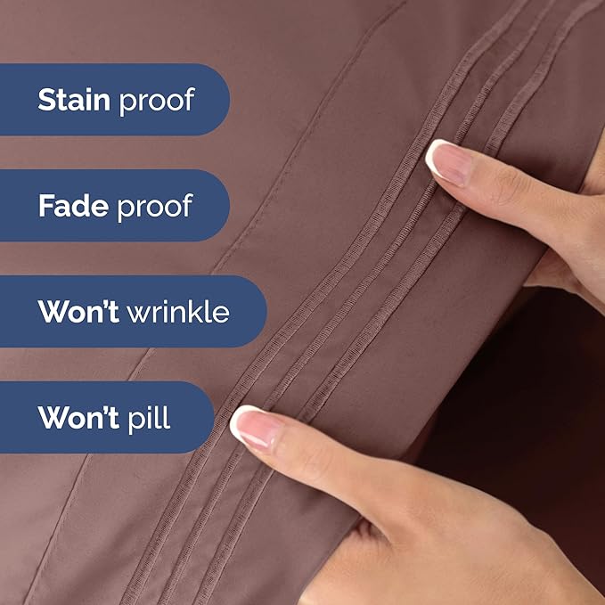 Twin Size 3 Piece Sheet Set - Extra Soft, Breathable & Cooling Sheets - Hotel Luxury Durable Bed Sheets for Women & Men - Deep Pockets, Easy-Fit & Wrinkle-Free Sheets - Clay Oeko-Tex Bed Sheet Set
