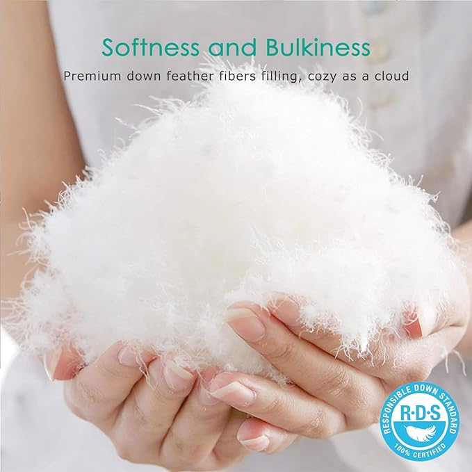 APSMILE Premium Down Feather Fibers Comforter King Size, All Season Duvet Insert King with 8 Corner Tabs, Ultra Soft Poly-Cotton Cover Down Feather Fibers Comforter (White, 106 * 90")
