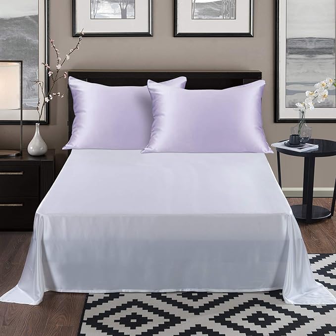 ALASKA BEAR Silk Pillowcase for Hair and Skin, Set of 2 Pure Genuine 22 Momme Mulberry Silk Pillow Cases Standard Size for Bliss Sleep Better Than Poly Satin, Zipper Closure(2pc, Lavender)