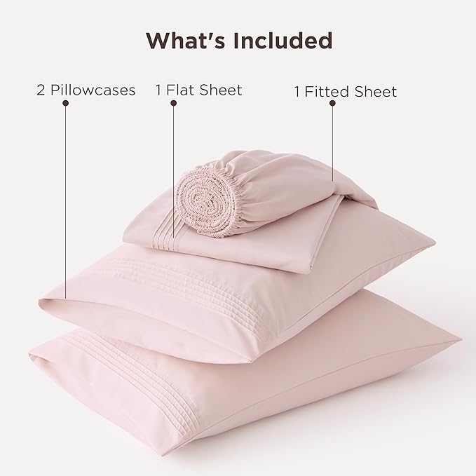 Bedsure Deep Pocket Full Size Bed Sheets Set - Fits Mattresses Up to 21 Inches Thick - 4 Piece GentleSoft Bed Sheets, Moisture Wicking, Cooling Bedsheet & Pillowcases, Easy & Secure Fit, Blush Pink