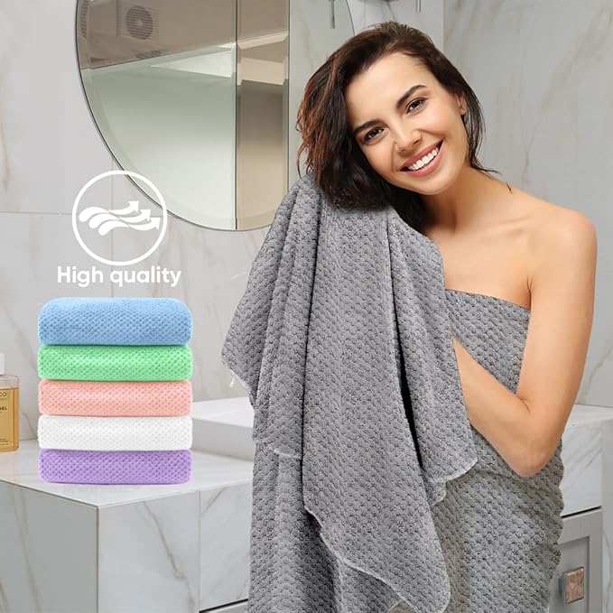 HOMEXCEL 6 Pack Bath Towel Set, (24 x 48 Inches) Microfiber Ultra Soft Highly Absorbent Bath Towels, Lightweight and Quick Drying Towels for Hotel, Bathroom, Spa and Beauty Parlor, Multicolor