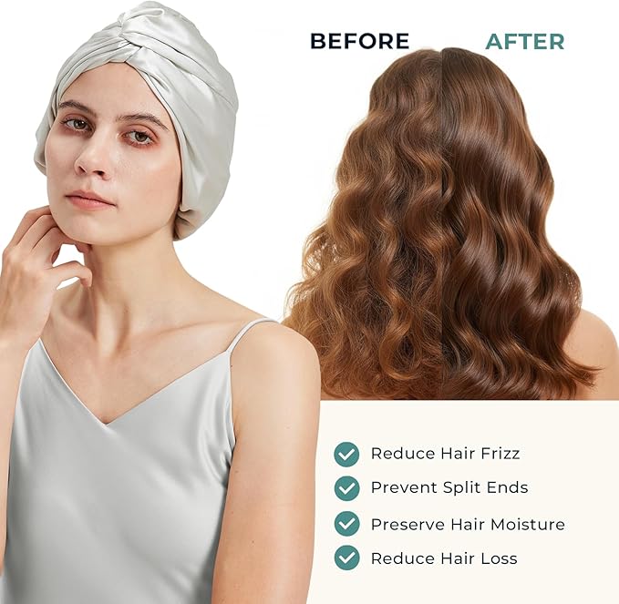 100% Mulberry Silk Bonnet, Double-Layered Hair Bonnet for Sleeping Women, Pure Silk Turban, Night Sleep Hair Wrap